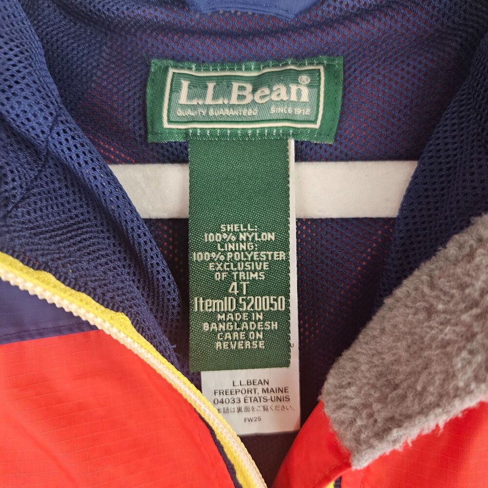 L.L.Bean Colorblock Wind and Rain Jacket 4T $65 - Picture 2 of 11